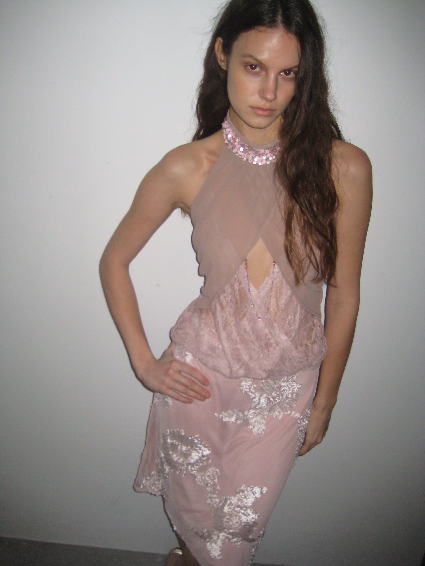 WaterBear™ Sequin Halter Lace Overlay Top