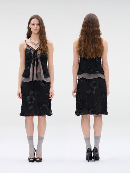 WaterBear™ Noir Bloom Mesh Skirt