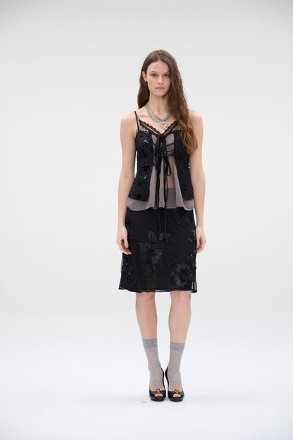 WaterBear™ Noir Bloom Mesh Skirt