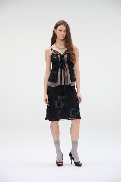 WaterBear™ Noir Bloom Mesh Skirt