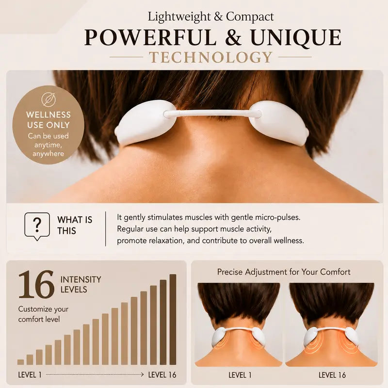 The Nape | Cordless Neck Relaxer with Heat & Pulse | 9 Levels, Rechargeable