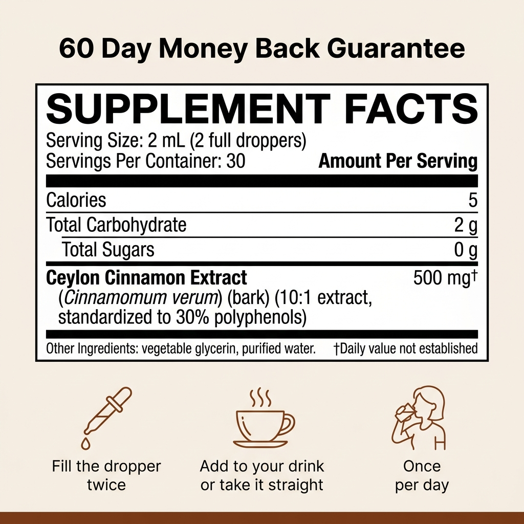 Sri Lankan Ceylon Cinnamon Drops — No Pills, Just Steady Days — 500 mg