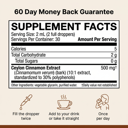 Sri Lankan Ceylon Cinnamon Drops — No Pills, Just Steady Days — 500 mg